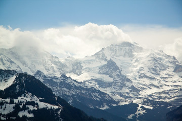 Naklejka premium Alpine Alps mountain landscape, top of Europe, Switzerland