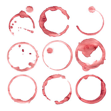 Fototapeta Wine stain circles in red tones with realistic gradient shading