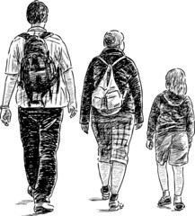 family walking
