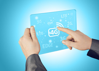 Businessman pushing 4g