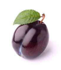 Fresh plum with leaf