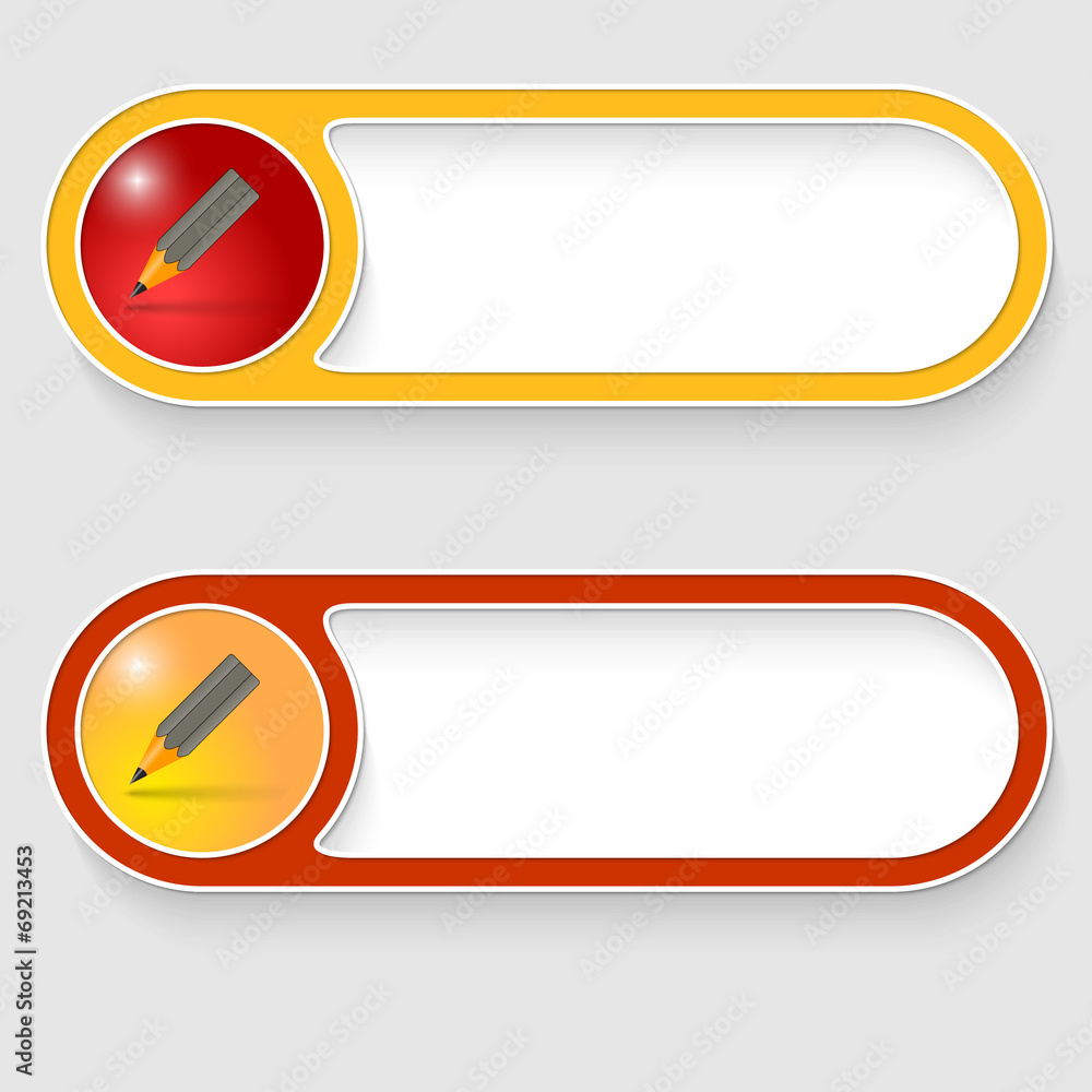 Poster set of two vector abstract buttons with pencil