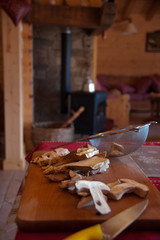 Cooking in farm kitchen