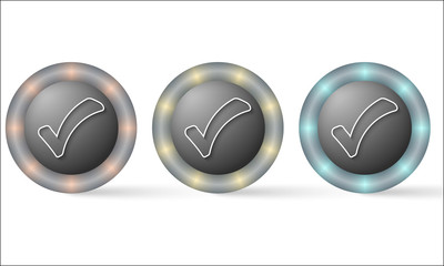 set of three icons with check box