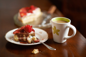 sponge cake decorated with strawberries