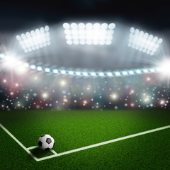 soccer ball on the green field corner