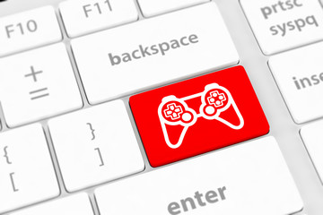 computer keyboard with  icon game pad
