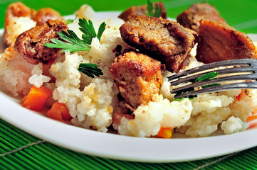 Risotto with meat