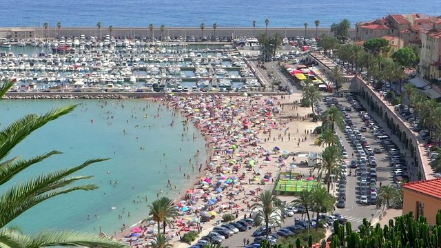 bird's eye view of menton beach and port