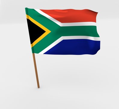 waving south africa flag on the flag pole