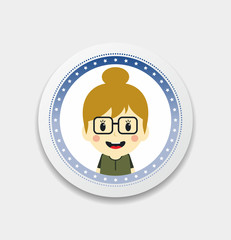 Fototapeta premium cute girl cartoon character label
