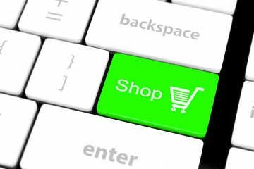 shopping enter button key on white keyboard