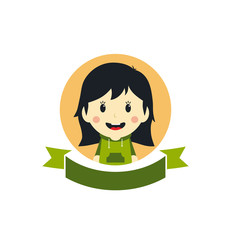 cute girl cartoon character label