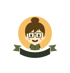 cute girl cartoon character label