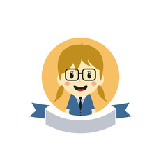 cute girl cartoon character label