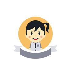 cute girl cartoon character label