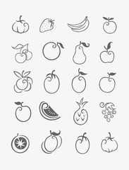 Fruits icon set, art vector decoration