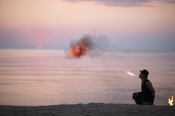 Open air fire show