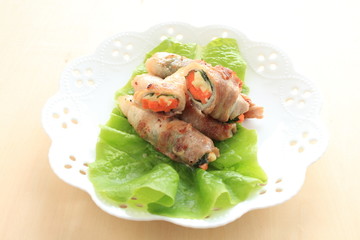 Homemade carrot and pork roll