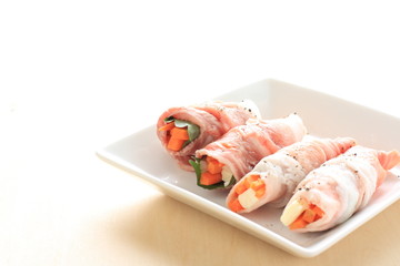 Homemade carrot and pork roll