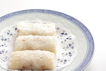  Chinese food, deep fried seafood roll dumpling
