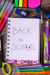 back to school concept on wooden background