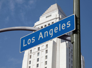 Naklejka premium Los Angeles City Hall and Sign