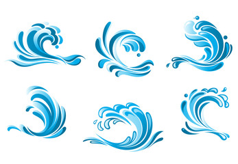 Blue water waves symbols