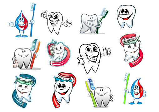 Cartoon tooth hygiene set Stock Vector | Adobe Stock