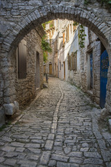 Old and narrow street, paved of cobble stones, Bale, Croatia - 69221054