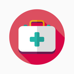 first aid kit flat icon with long shadow