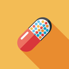 Pills flat icon with long shadow