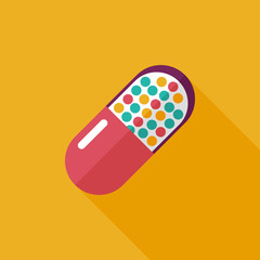 Pills flat icon with long shadow