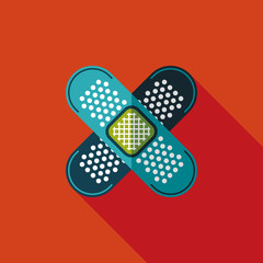 medical bandage flat icon with long shadow