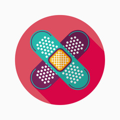 medical bandage flat icon with long shadow