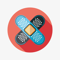medical bandage flat icon with long shadow