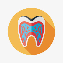 Tooth Flat style Icon with long shadows