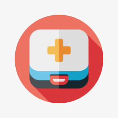 first aid kit flat icon with long shadow