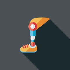 prosthetic leg flat icon with long shadow