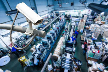 CCTV Camera or surveillance operating inside industrial factory