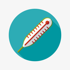 thermometer flat icon with long shadow