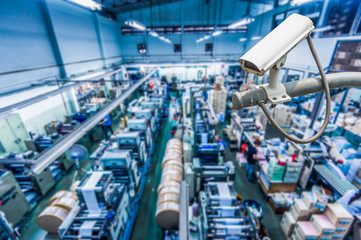 CCTV Camera or surveillance operating inside industrial factory