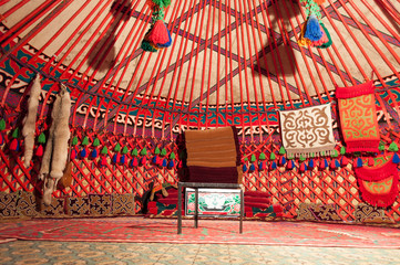 Inside of the yurt - obrazy, fototapety, plakaty