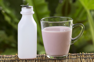 Glass of Strawberry flavor Milk