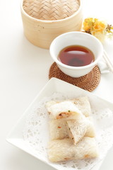  Chinese food, deep fried seafood roll dumpling