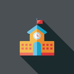 School building flat icon with long shadow,eps10