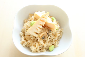 Japanese food, broad bean and clam rice