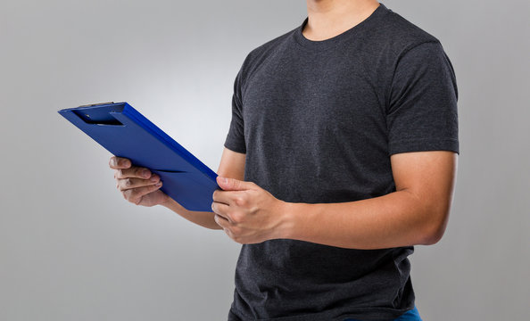Man hold with clipboard