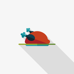 chicken food flat icon with long shadow,eps10