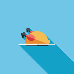 chicken food flat icon with long shadow,eps10